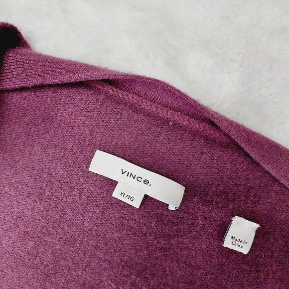 NWT Vince Wool Cashmere Sweater Dress V-neck Plum Purple Midweight Knit P6959 - Picture 7 of 8